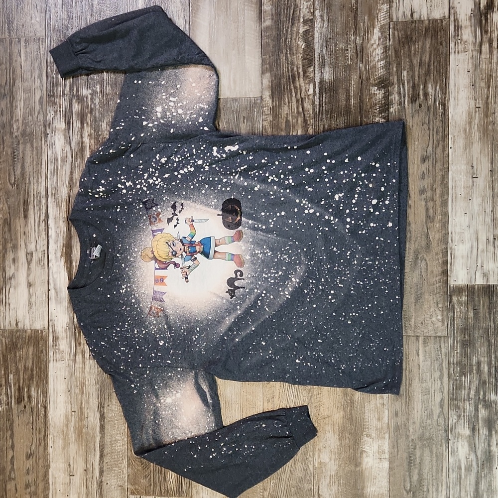 Rainbow Bright Bleached Long Sleeve Shirt Gildan Dryblend XL - Picture 2 of 11